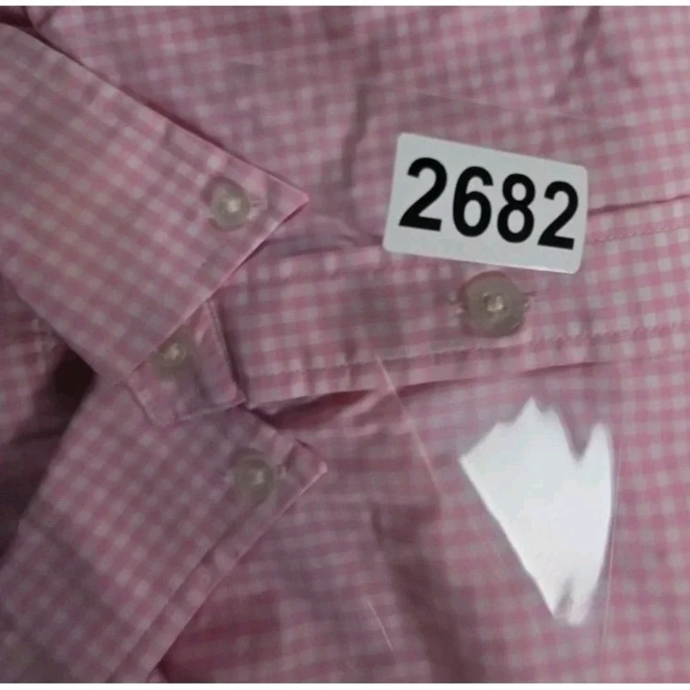 Vineyard Vines‎ Shirt Youth PINK Gingham Performance Button Down Stretch